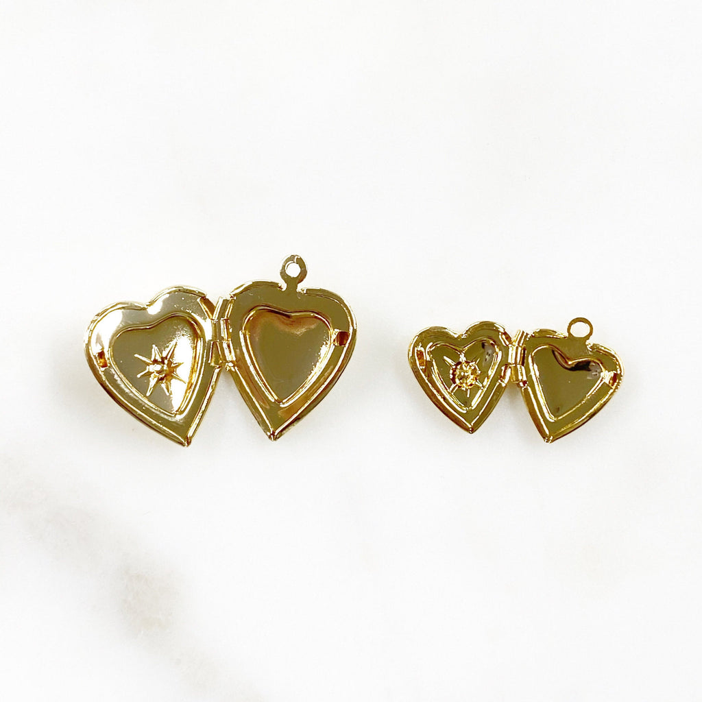 Gold Plated Heart Shaped 16K Locket Charm Cubic Zirconia Center