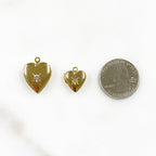 Gold Plated Heart Shaped 16K Locket Charm Cubic Zirconia Center