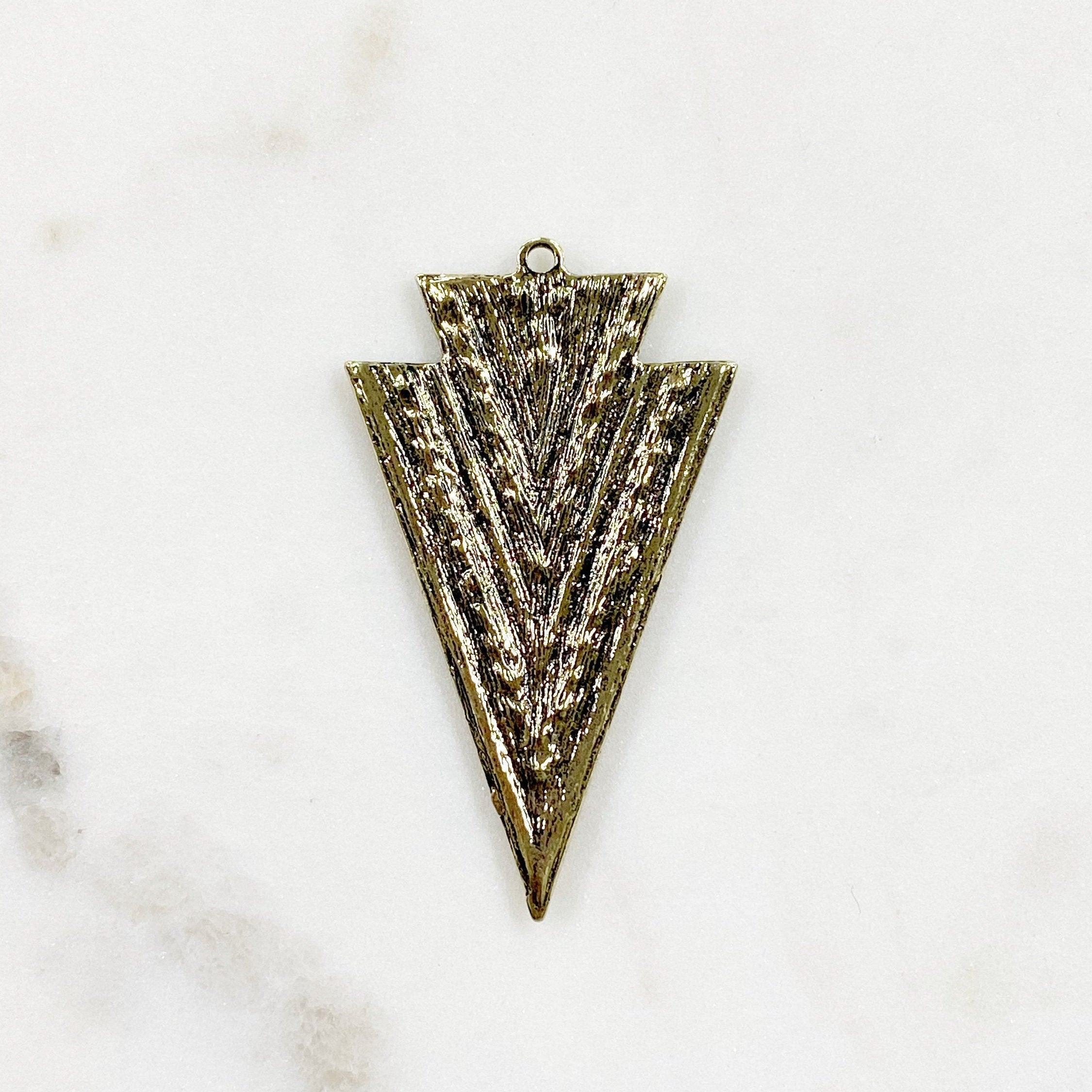 Base Metal Large Colorful Crystal Beaded Triangle Tribal Bohemian