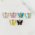 Gold Plated Mother of Pearl Butterfly Charm Pearl Swirl Colorful