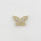 Gold Plated Butterfly Cubic Zirconia Pavé with 2 Loops Detailed