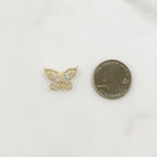 Gold Plated Butterfly Cubic Zirconia Pavé with 2 Loops Detailed
