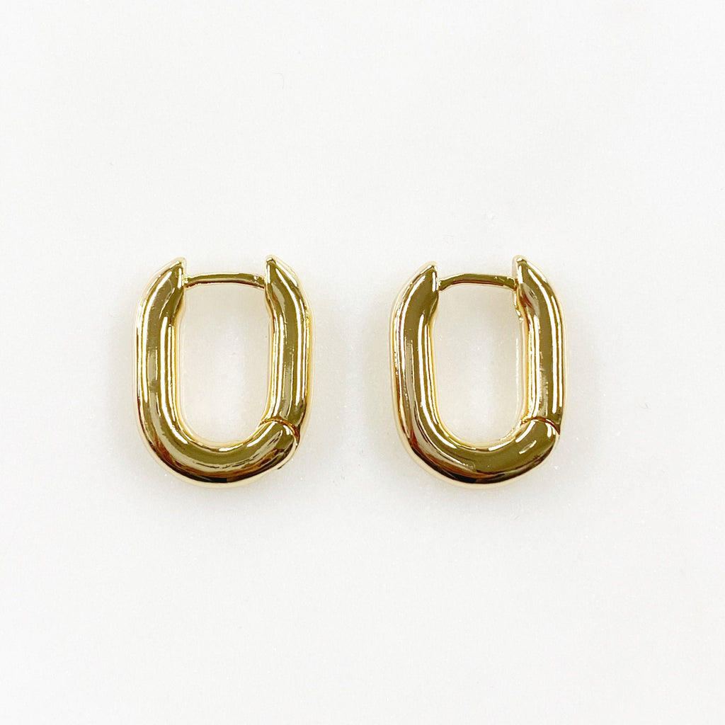 Gold Plated Rounded Square Hoops Semi Thick Rounded Square Snap (2pc)