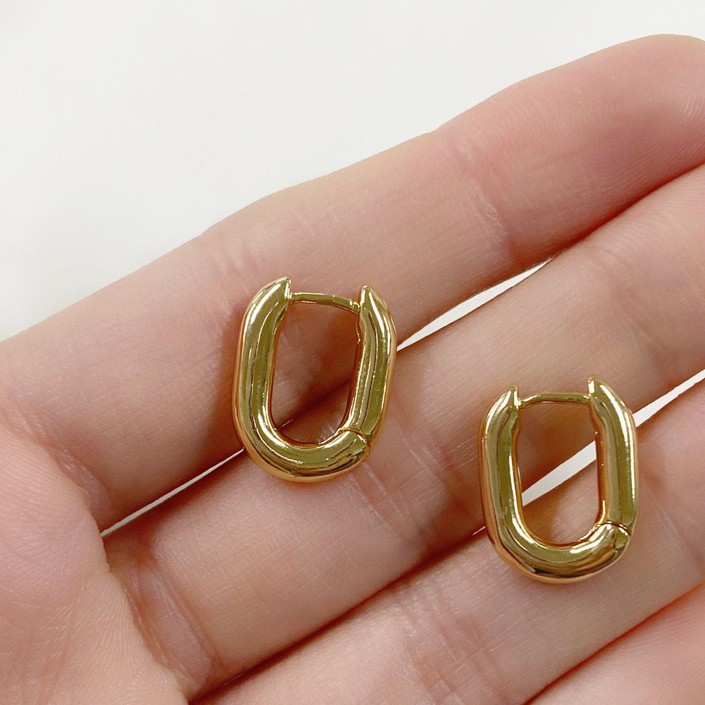 15mmx10mm Gold Plated Rounded Square Hoops Semi Thick Rounded Square (2pc)