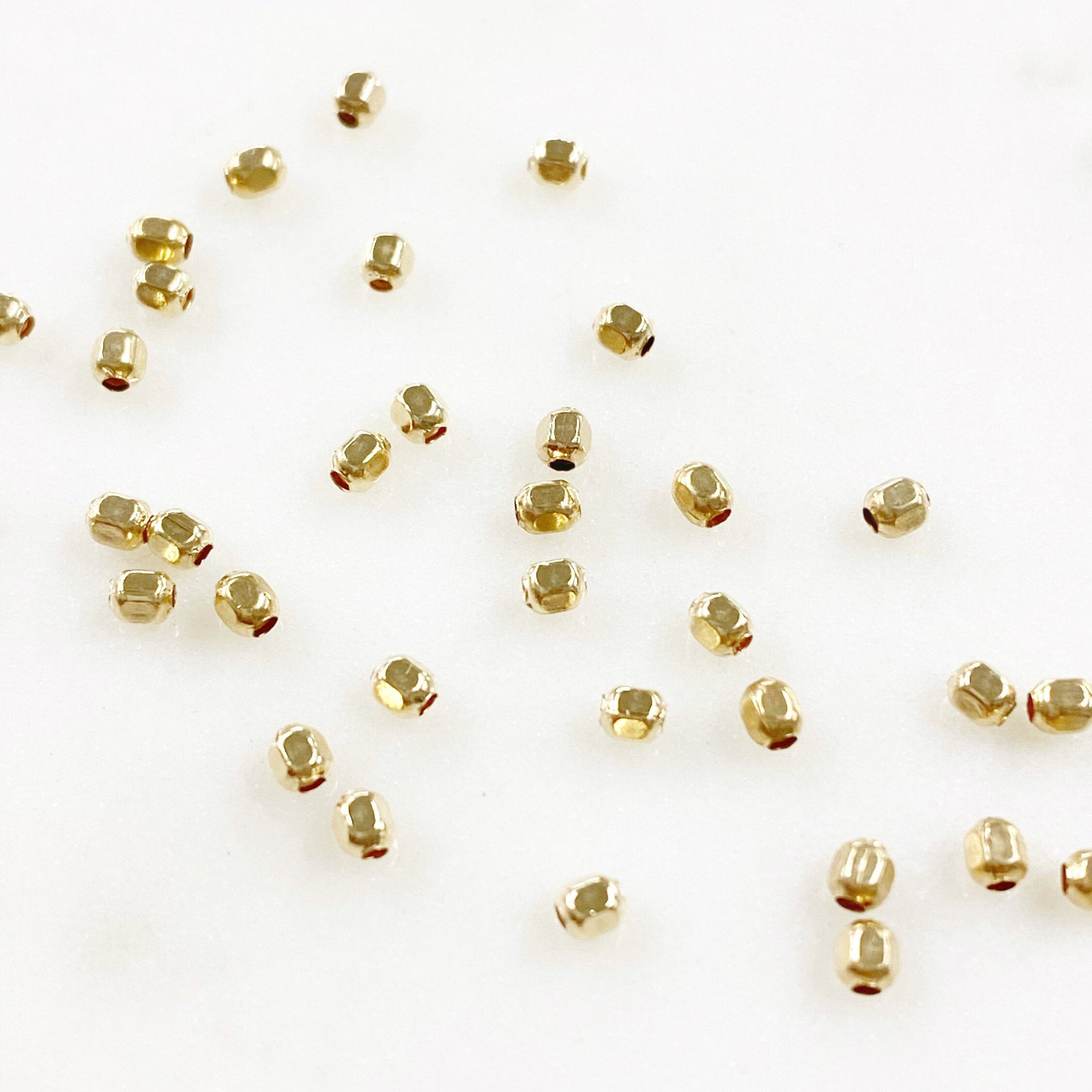 Sterling Silver or 14K Gold Filled 2.5mm Cubed Beads or Beads (25pc)