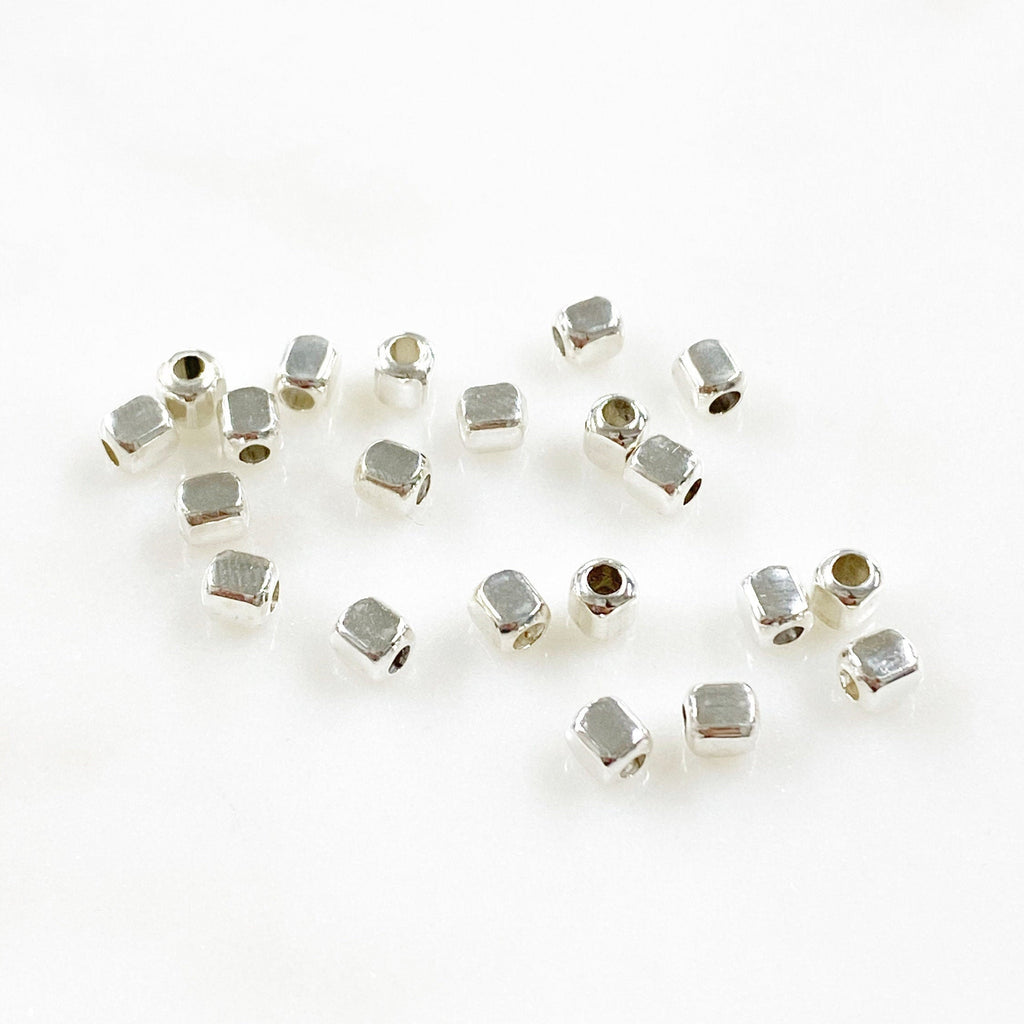 Sterling Silver 3.5mm Cubed Beads and Beads (25pc)