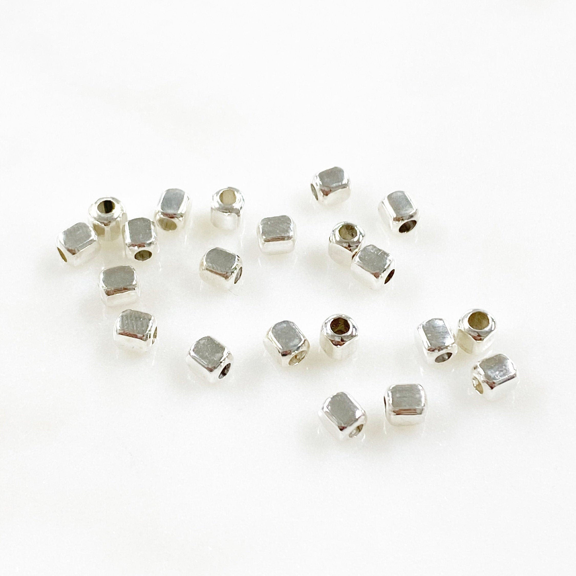 Sterling Silver 3.5mm Cubed Beads and Beads (25pc)