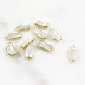 Vermeil Natural Freshwater Pearl Charm Organic Shaped Rimmed