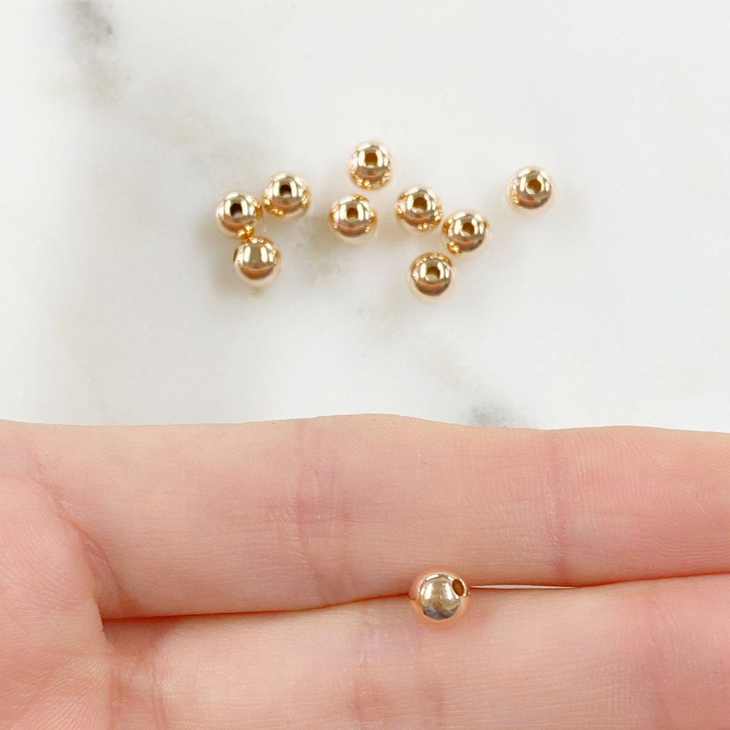 Rose Gold Filled 5mm Rosegold Filled Shiny Beads Smooth Seamless Round (10pc)