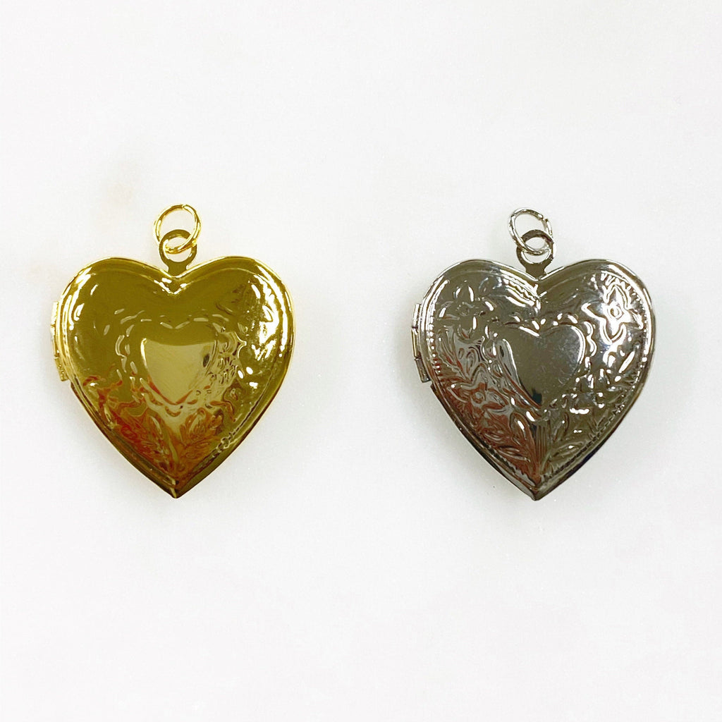 27mmx23mm Base Metal Heart Shaped Locket Gold or Silver Locket