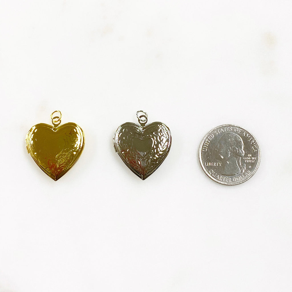 27mmx23mm Base Metal Heart Shaped Locket Gold or Silver Locket