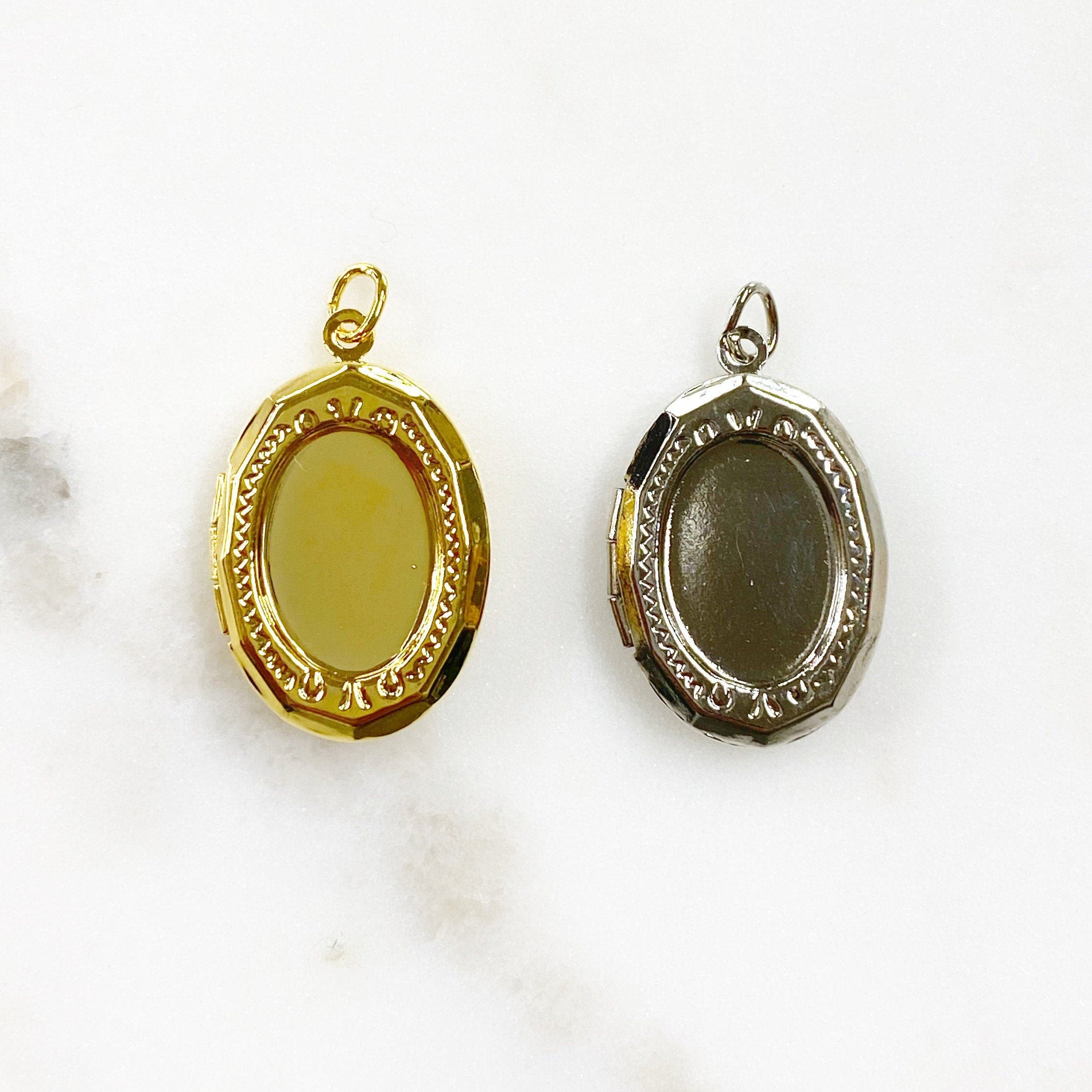 24mmx16mm Base Metal Oval Vintage Inspired Locket Gold or Silver Locket Charm