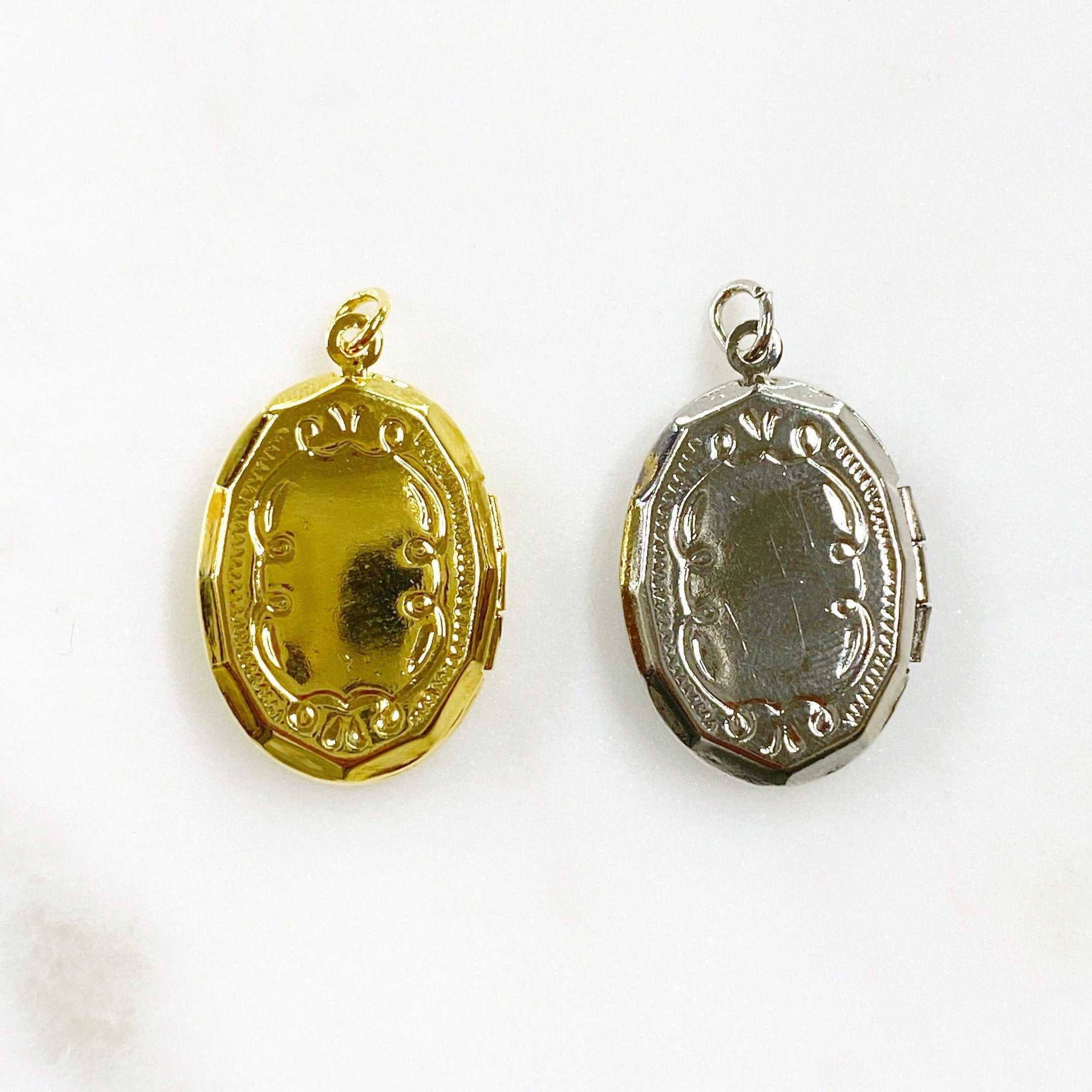 24mmx16mm Base Metal Oval Vintage Inspired Locket Gold or Silver Locket Charm