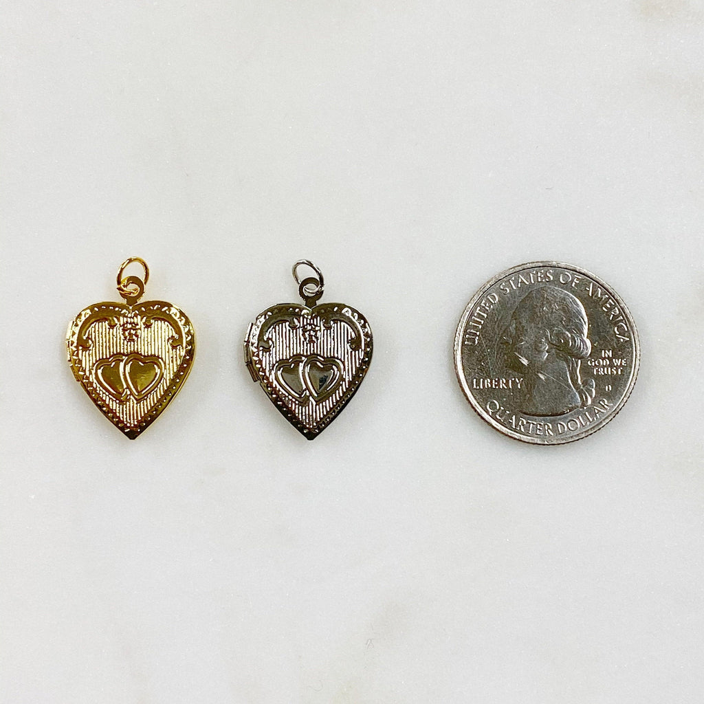 Base Metal Heart Locket Charm Locket Gold or Silver Love