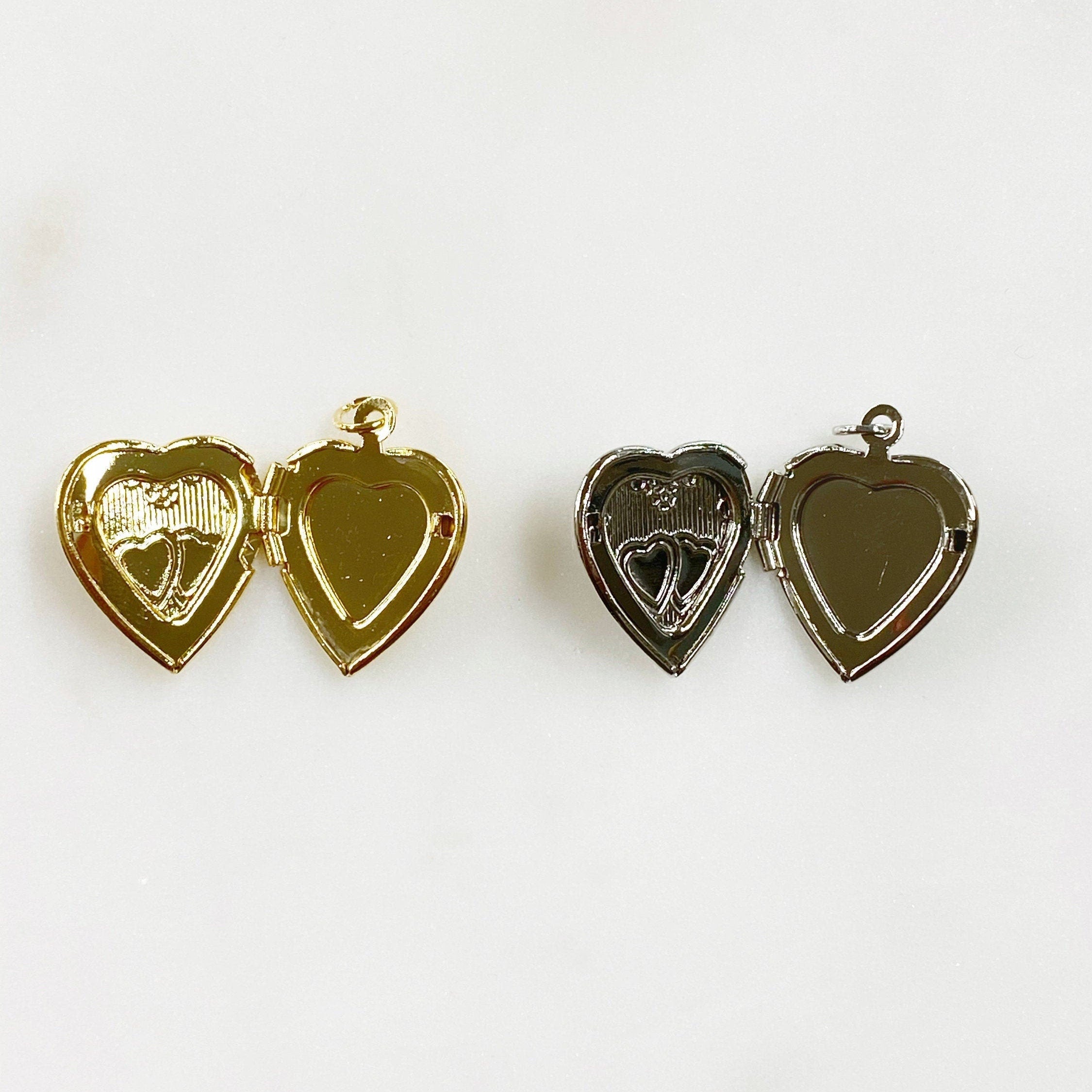 Base Metal Heart Locket Charm Locket Gold or Silver Love