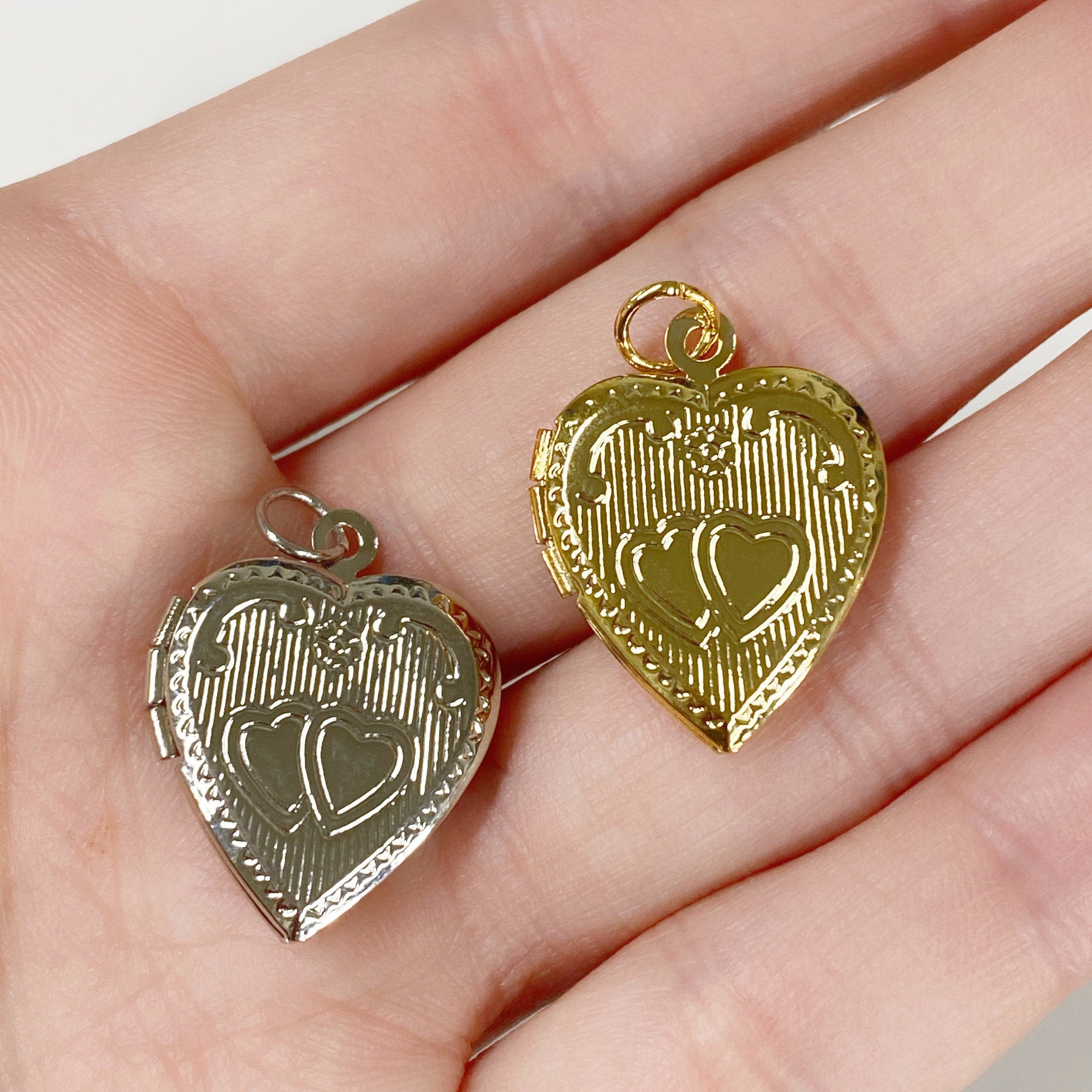 Base Metal Heart Locket Charm Locket Gold or Silver Love
