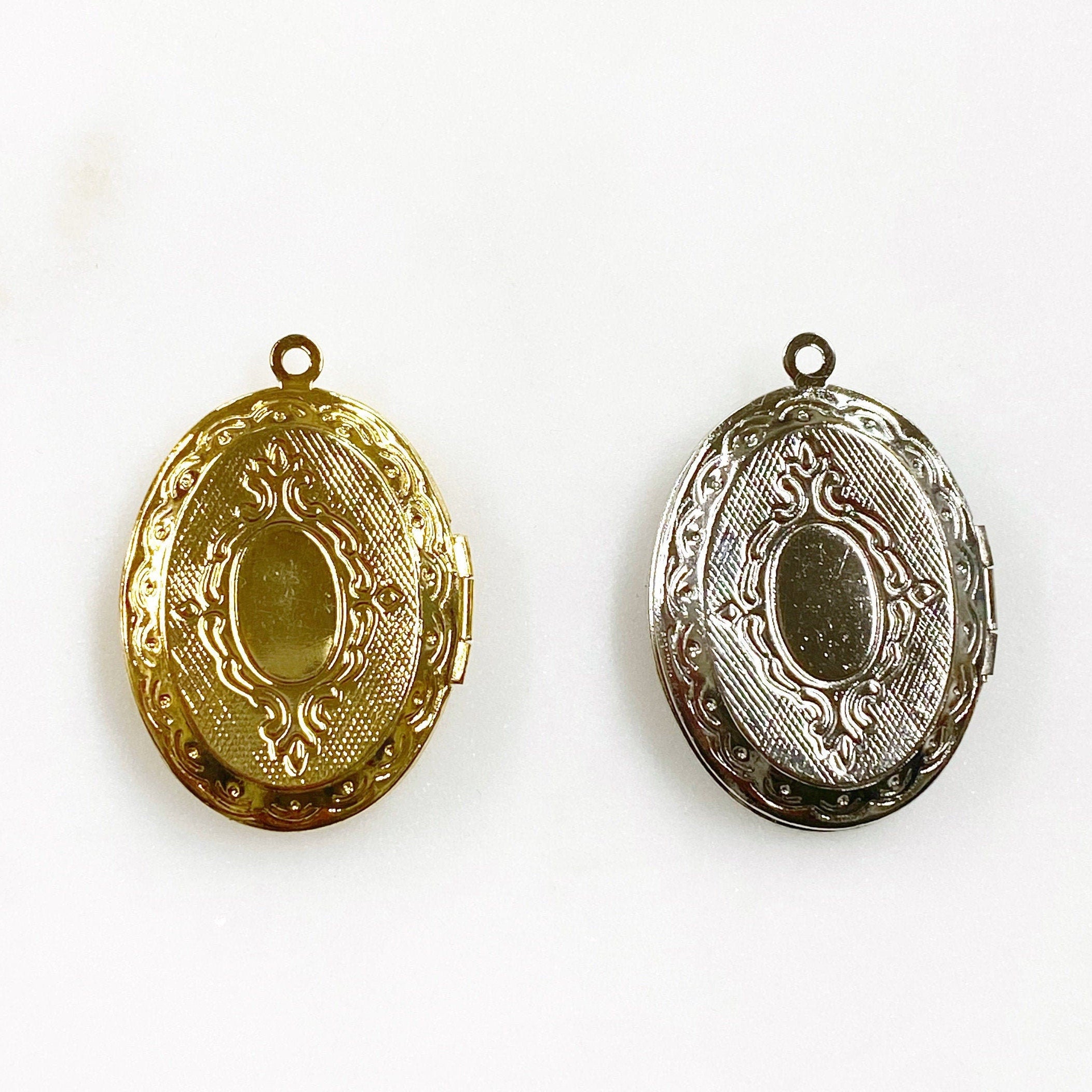 34mmx24mm Base Metal Oval Locket Charm Vintage Inspired Locket Gold