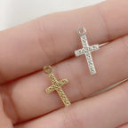 15mmx8mm Sterling Silver or 14K Gold Filled or Small Detailed Cross Charm