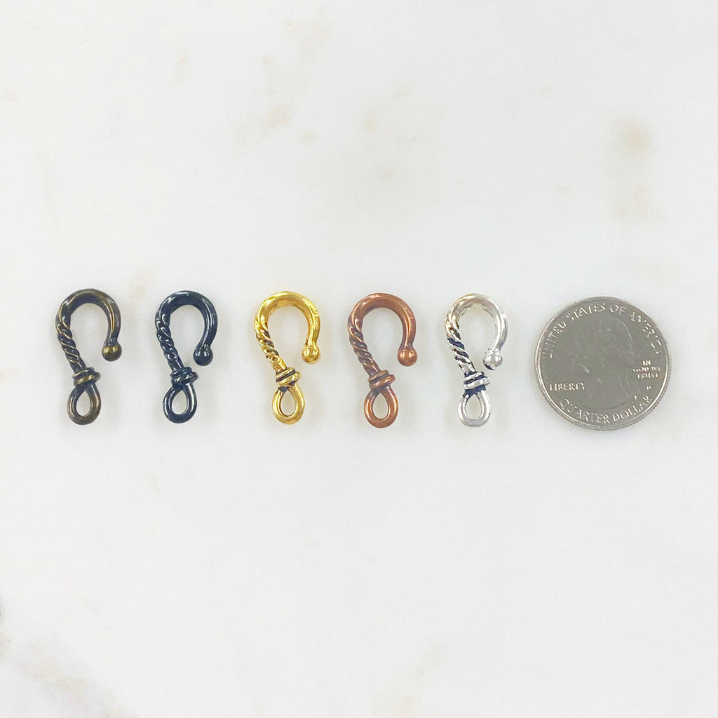 24mmx12mm Pewter S Hook Twisted Detail Clasp Findings (2pc)