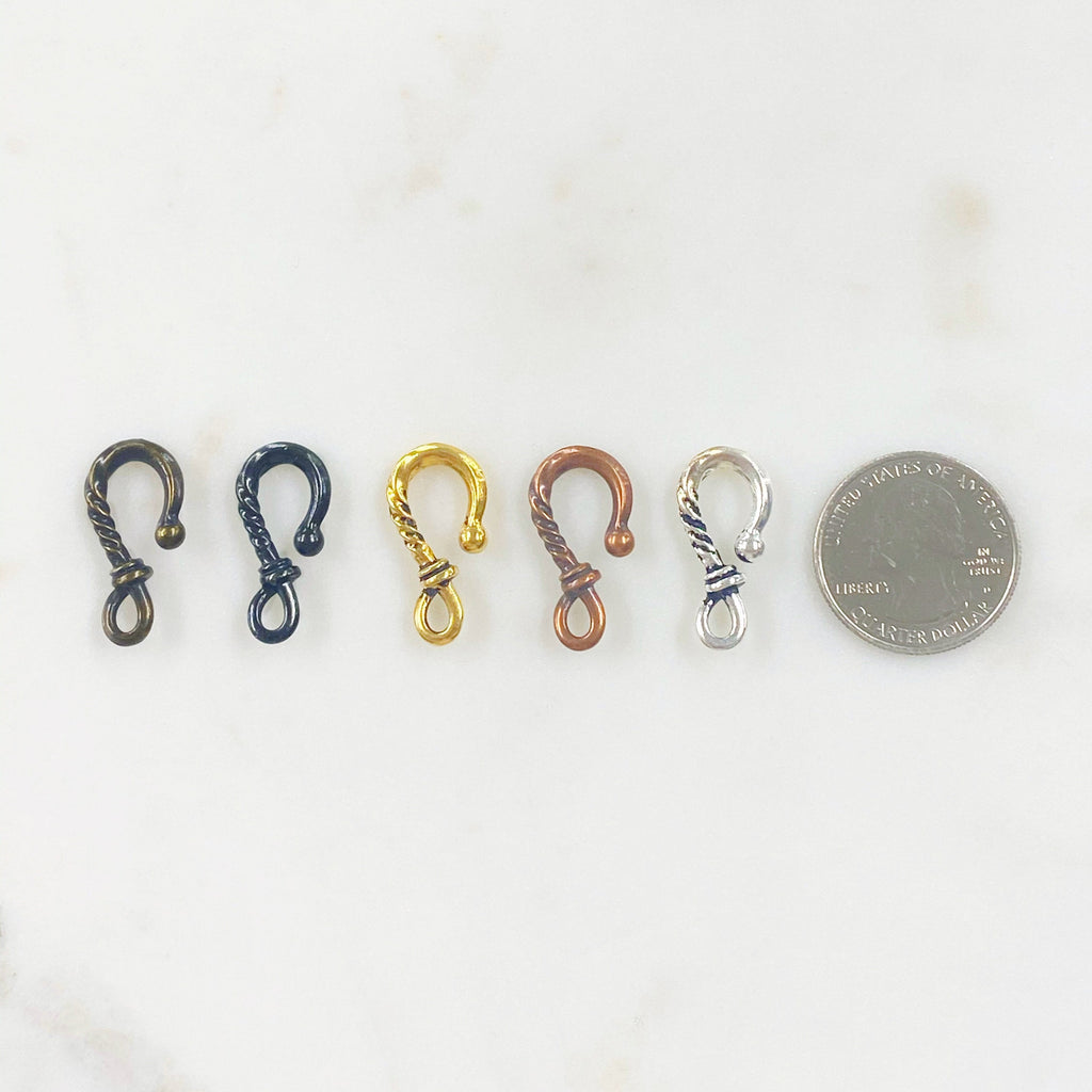 Pewter S Hook Twisted Detail Clasp Findings (2pc)