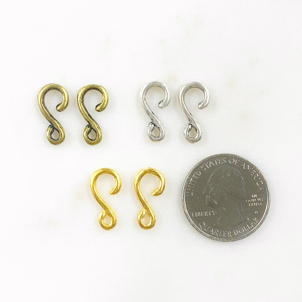 17mmx8mm Pewter Smaller 2 Piece Simple S Hook S Hook Clasp Findings (2pc)