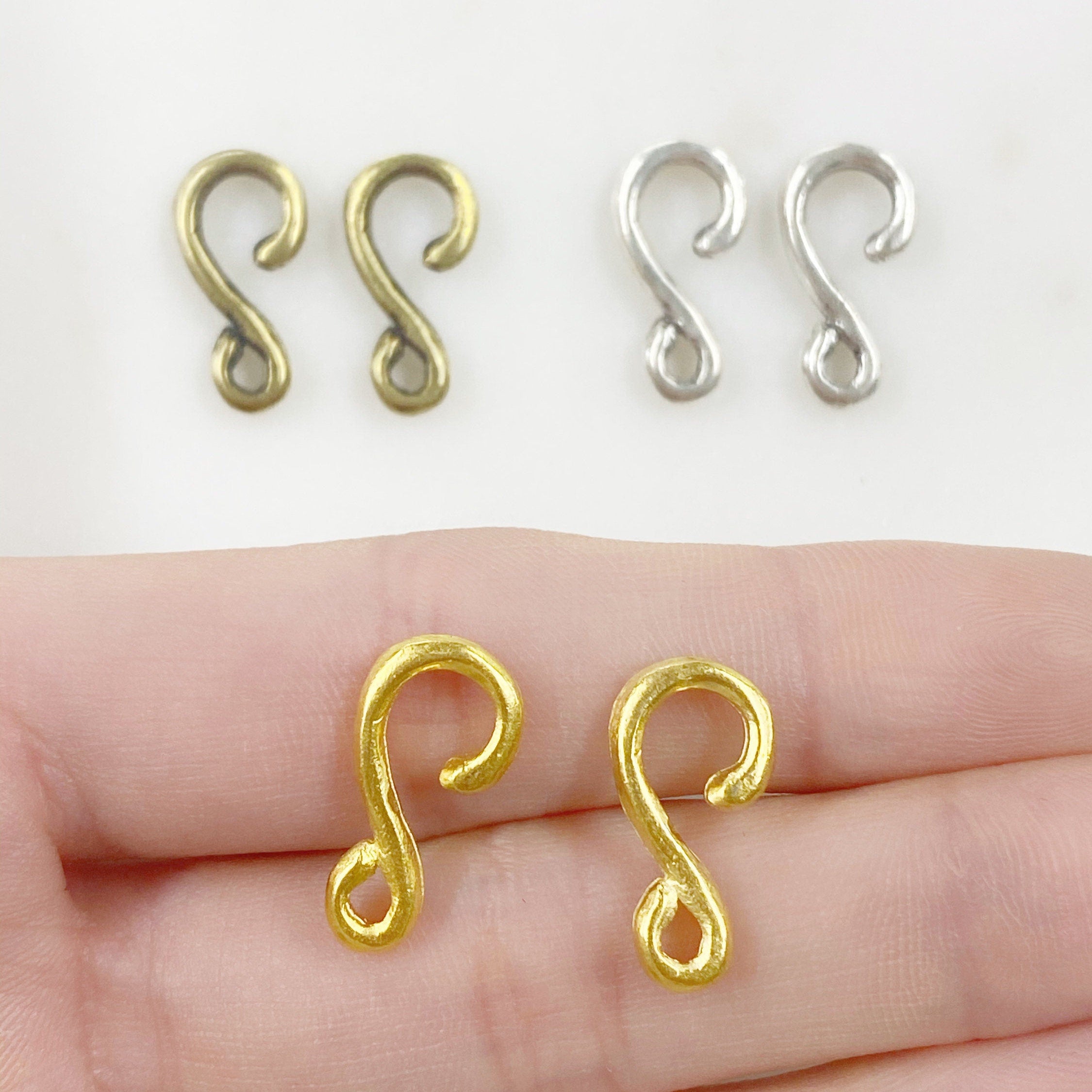 17mmx8mm Pewter Smaller 2 Piece Simple S Hook S Hook Clasp Findings (2pc)