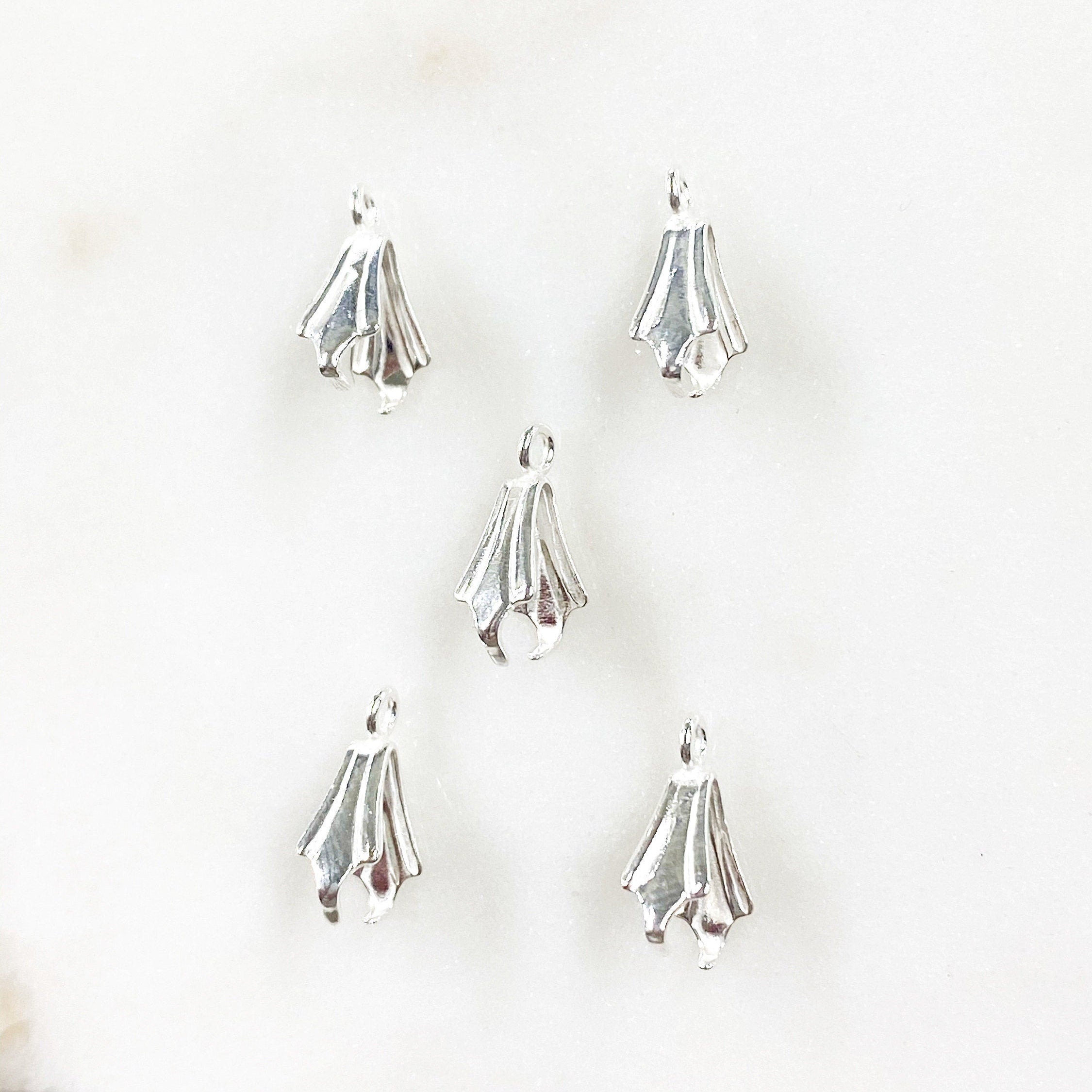 5mmx10mm Sterling Silver Pinch Bail Necklace Pendant Findings (5pc)