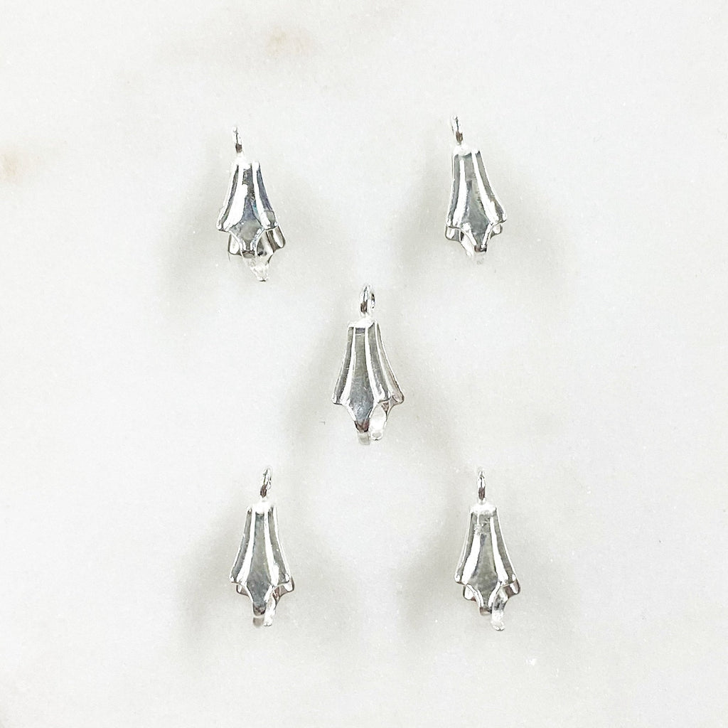5mmx10mm Sterling Silver Pinch Bail Necklace Pendant Findings (5pc)