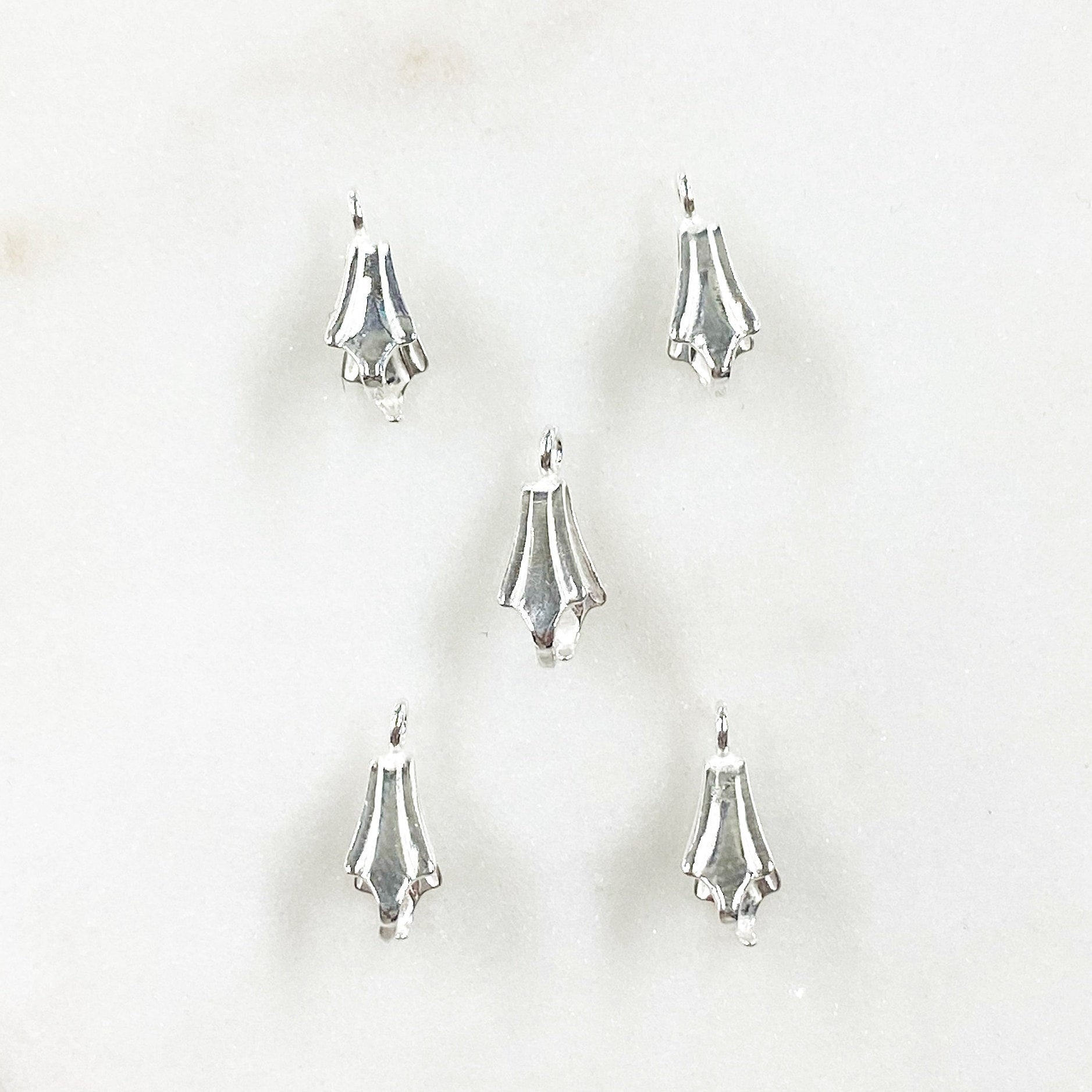 5mmx10mm Sterling Silver Pinch Bail Necklace Pendant Findings (5pc)