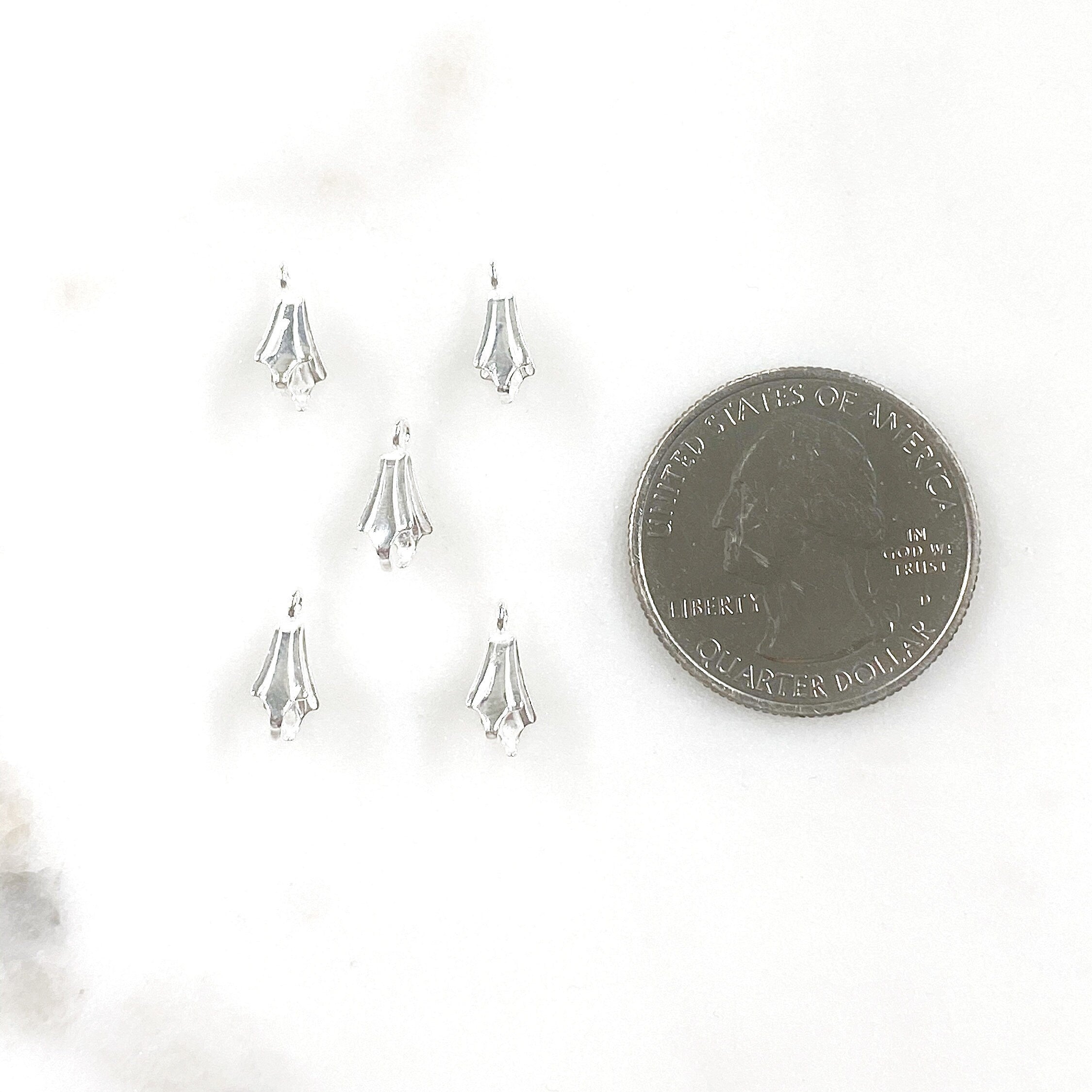 5mmx10mm Sterling Silver Pinch Bail Necklace Pendant Findings (5pc)
