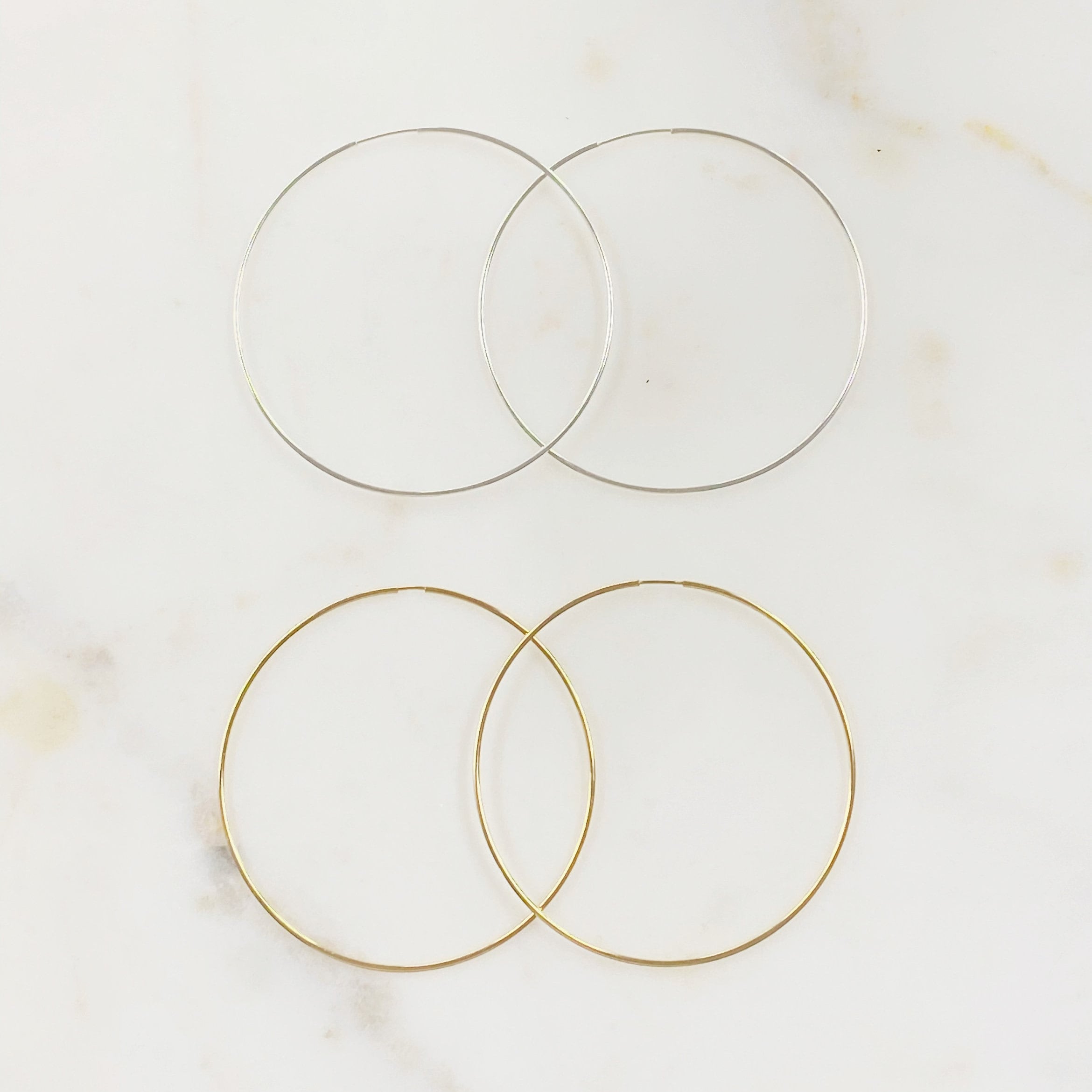65mm Sterling Silver or 14K Gold Filled or Very Large Endless Hoop (2pc)