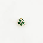 Gold Plated Tiny Cubic Zirconia Pavé Green or Ruby Flower Charm