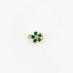 Gold Plated Tiny Cubic Zirconia Pavé Green or Ruby Flower Charm