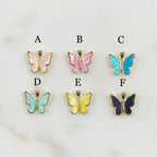 Gold Plated Mother of Pearl Butterfly Charm Pearl Swirl Colorful