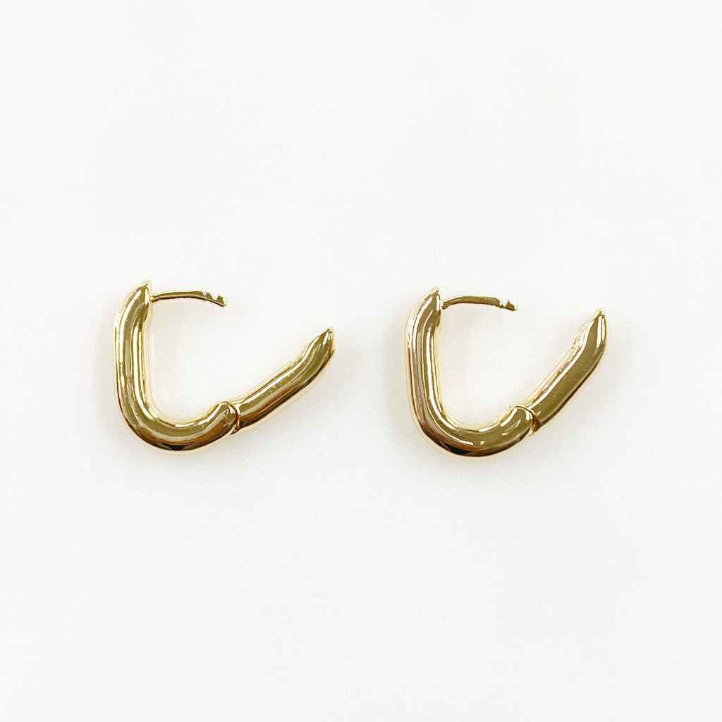 15mmx10mm Gold Plated Rounded Square Hoops Semi Thick Rounded Square (2pc)