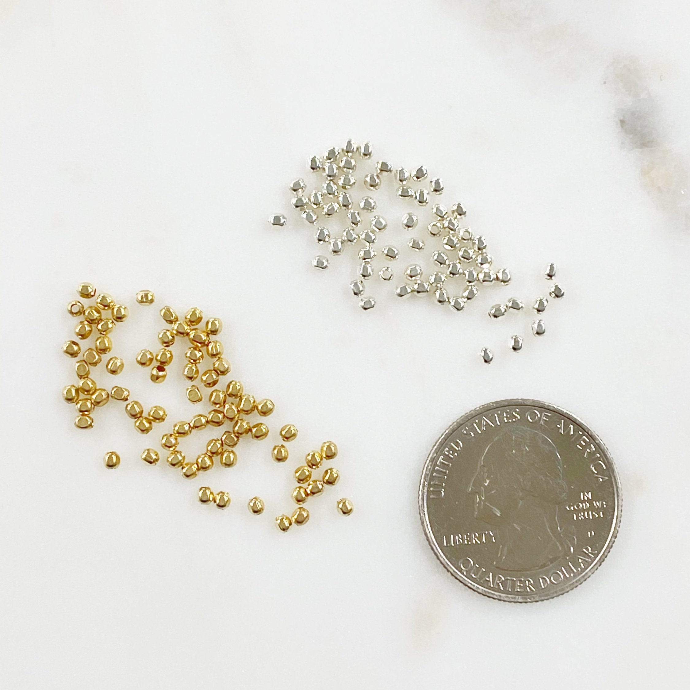Sterling Silver or 14K Gold Filled 2.1mm Cubed Beads or Beads (25pc)