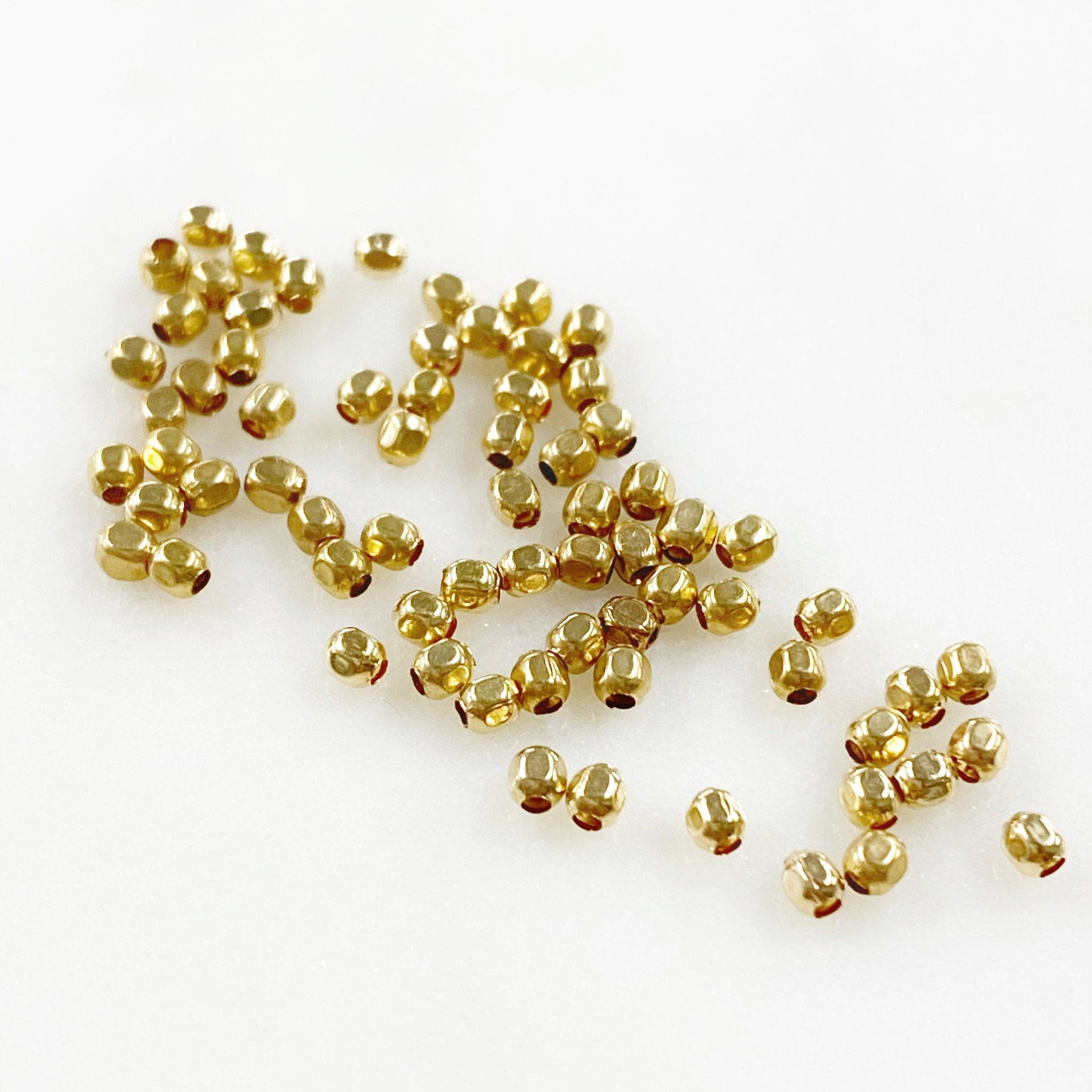 Sterling Silver or 14K Gold Filled 2.1mm Cubed Beads or Beads (25pc)