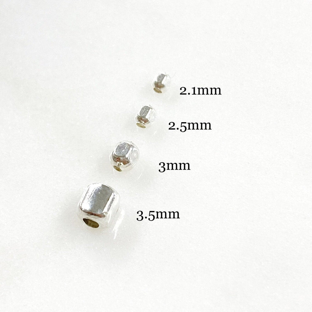Sterling Silver or 14K Gold Filled 2.1mm Cubed Beads or Beads (25pc)