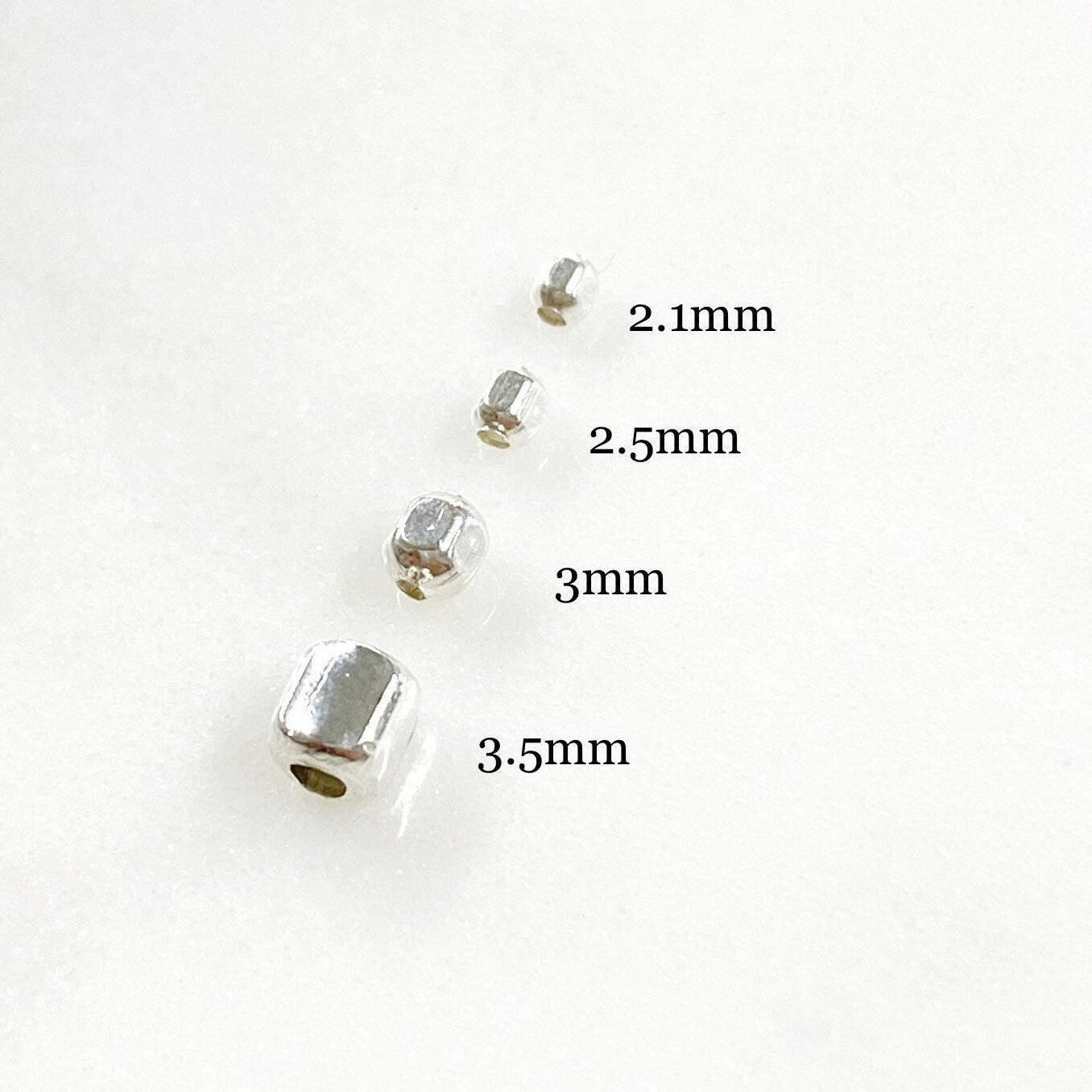 Sterling Silver or 14K Gold Filled 2.1mm Cubed Beads or Beads (25pc)