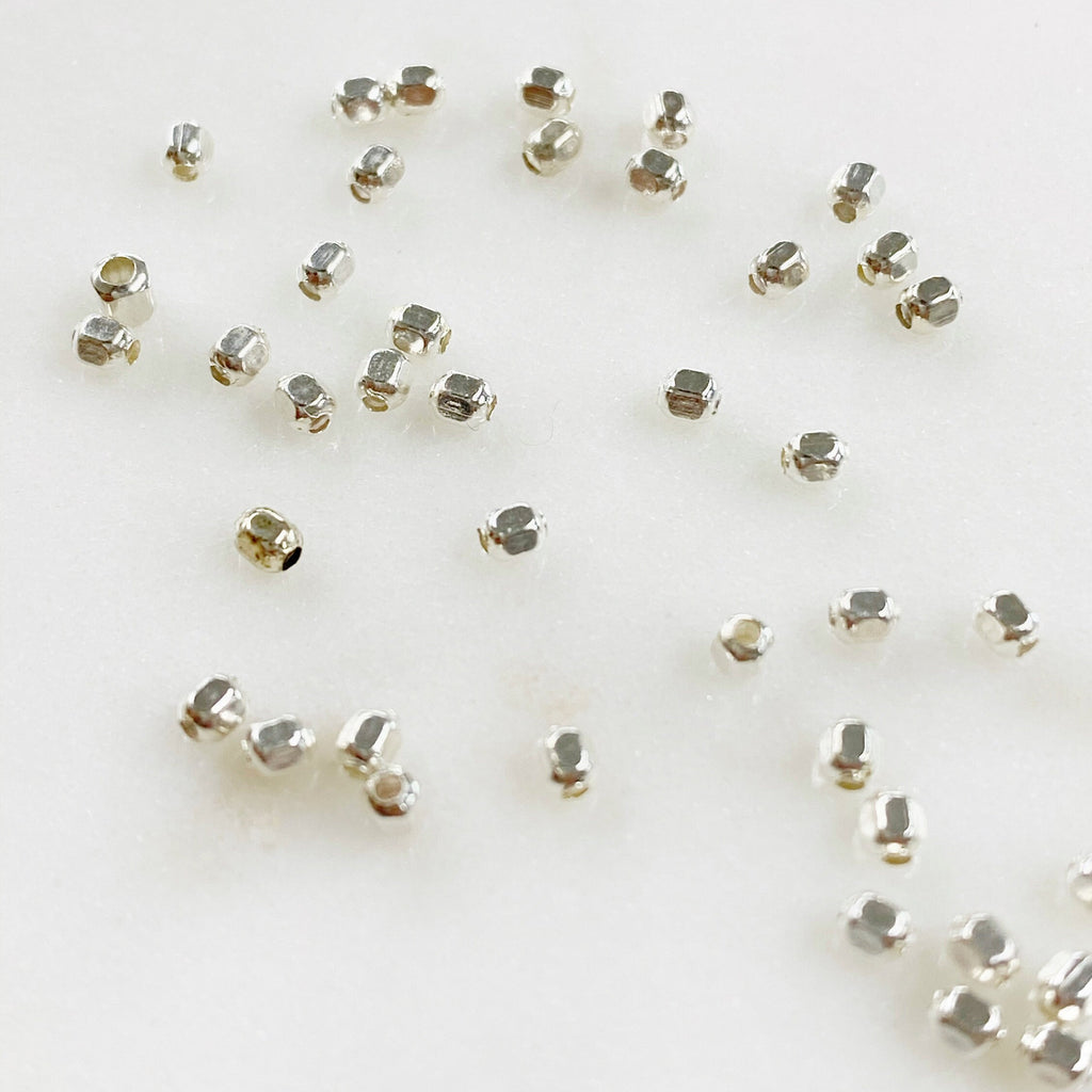 Sterling Silver or 14K Gold Filled 2.5mm Cubed Beads or Beads (25pc)