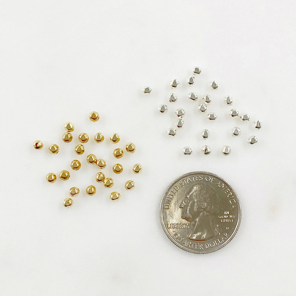 Sterling Silver or 14K Gold Filled 3mm Cubed Beads or Beads (25pc)