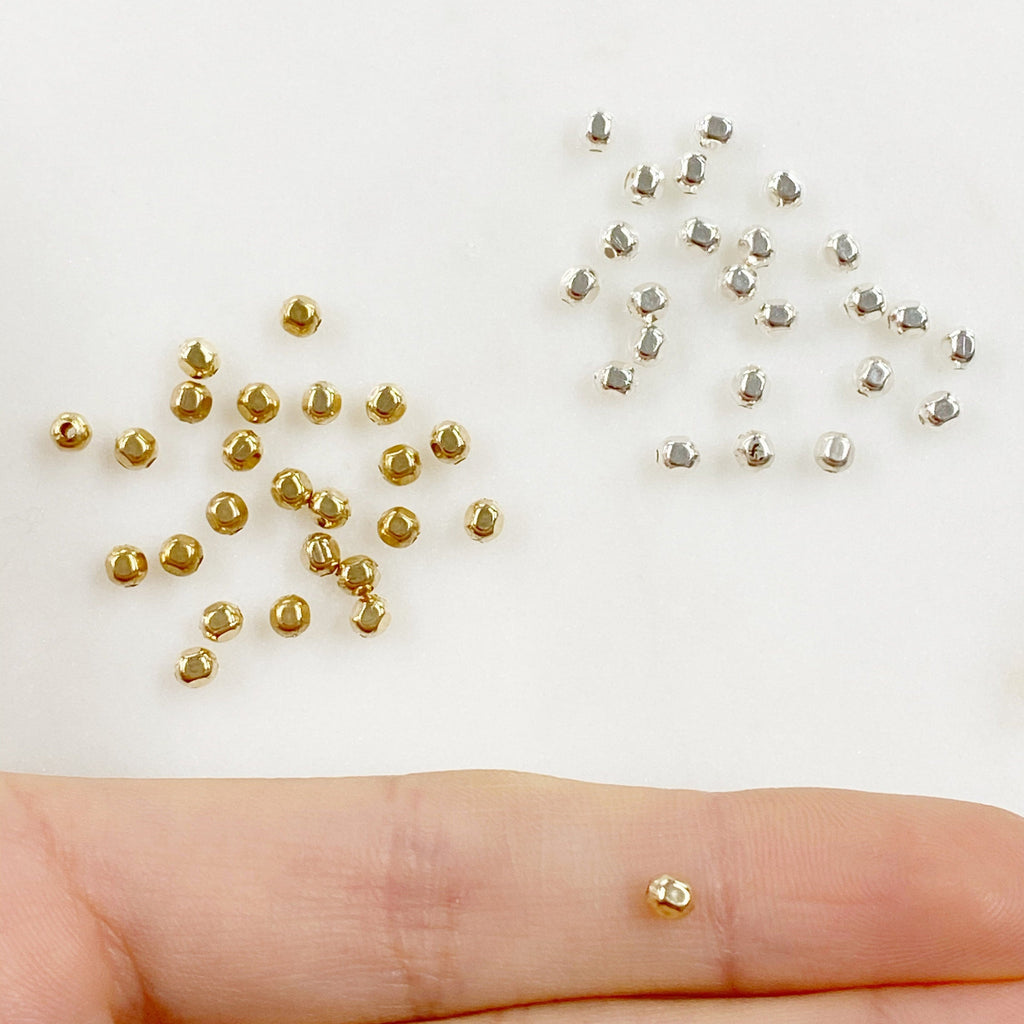 Sterling Silver or 14K Gold Filled 3mm Cubed Beads or Beads (25pc)
