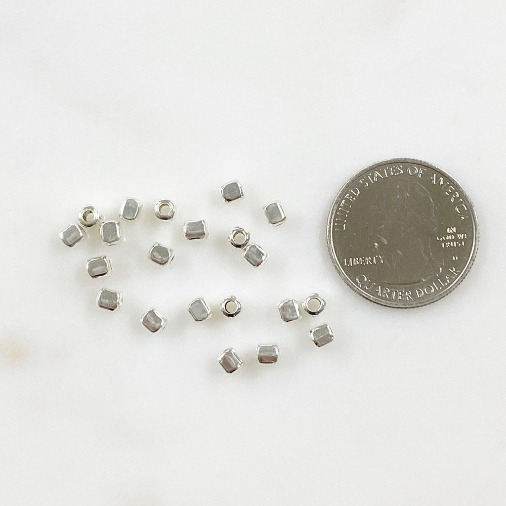 Sterling Silver 3.5mm Cubed Beads and Beads (25pc)