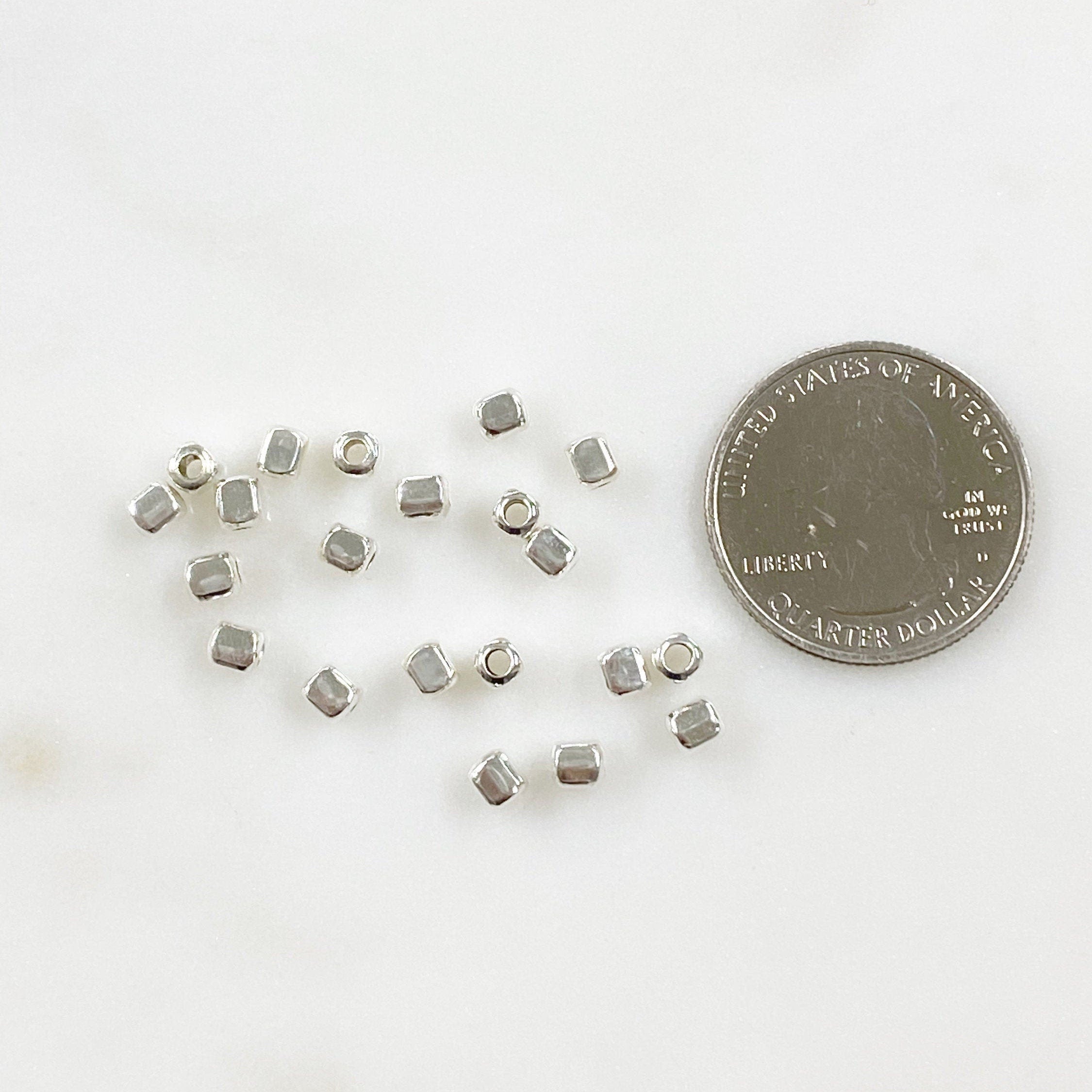 Sterling Silver 3.5mm Cubed Beads and Beads (25pc)