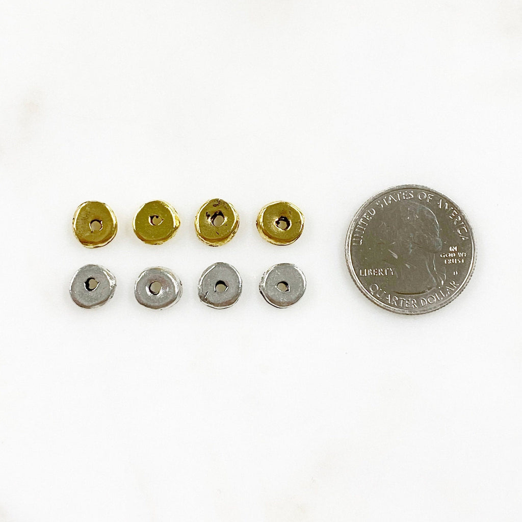 8mm Pewter Simple Antique Gold or Antique Silver Beads Bead Charms (4pc)