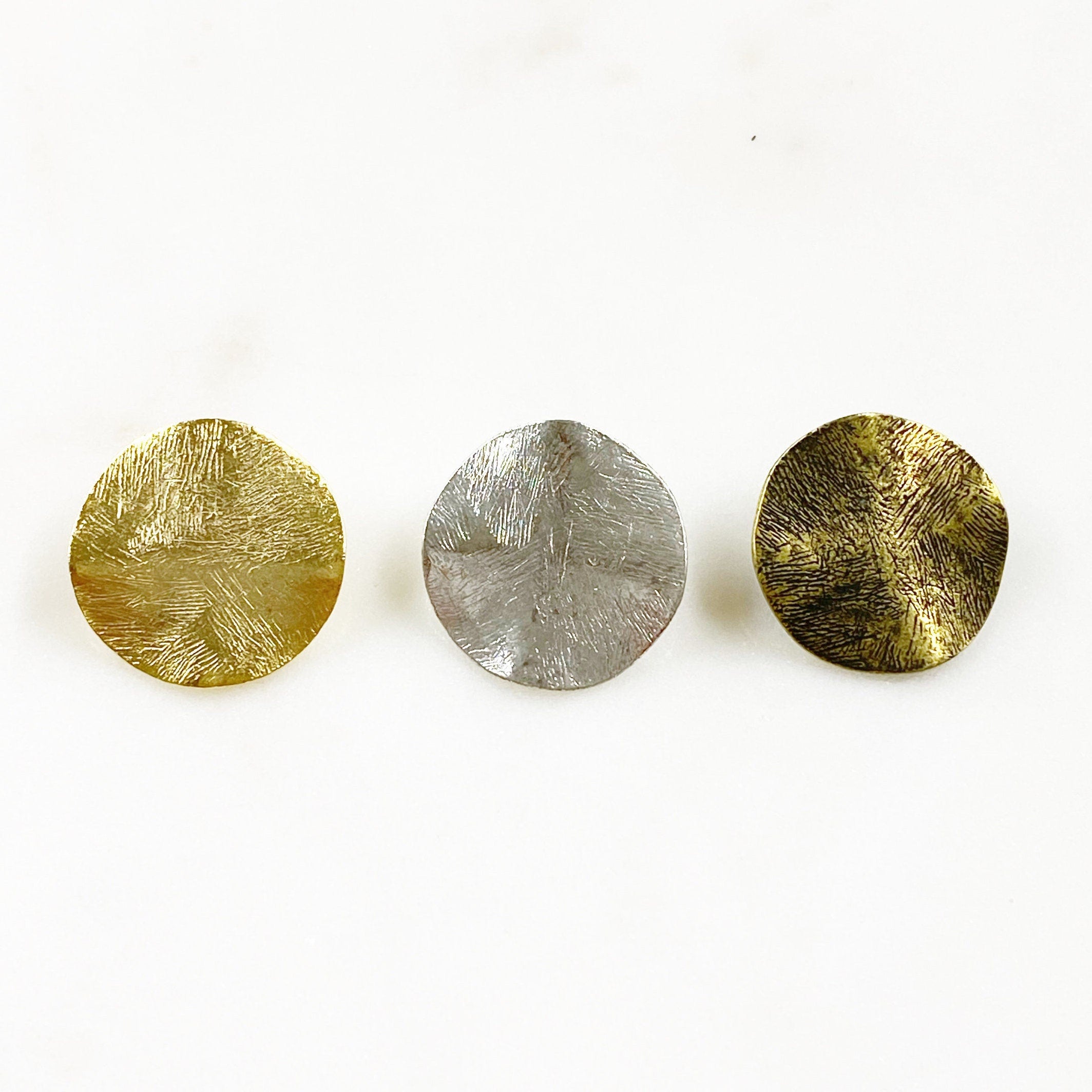 20mm Pewter Textured Button Round Curved Simple Button Matte Gold