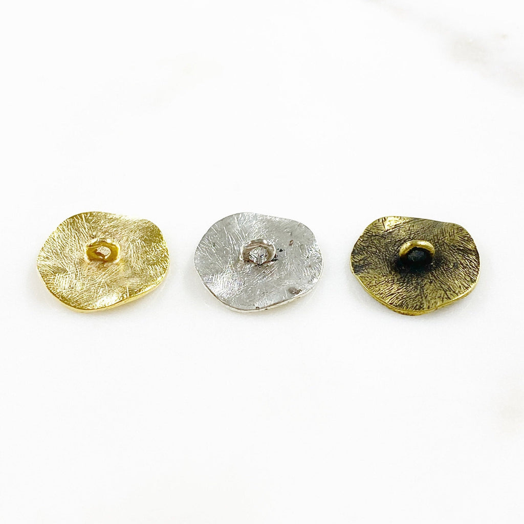 20mm Pewter Textured Button Round Curved Simple Button Matte Gold