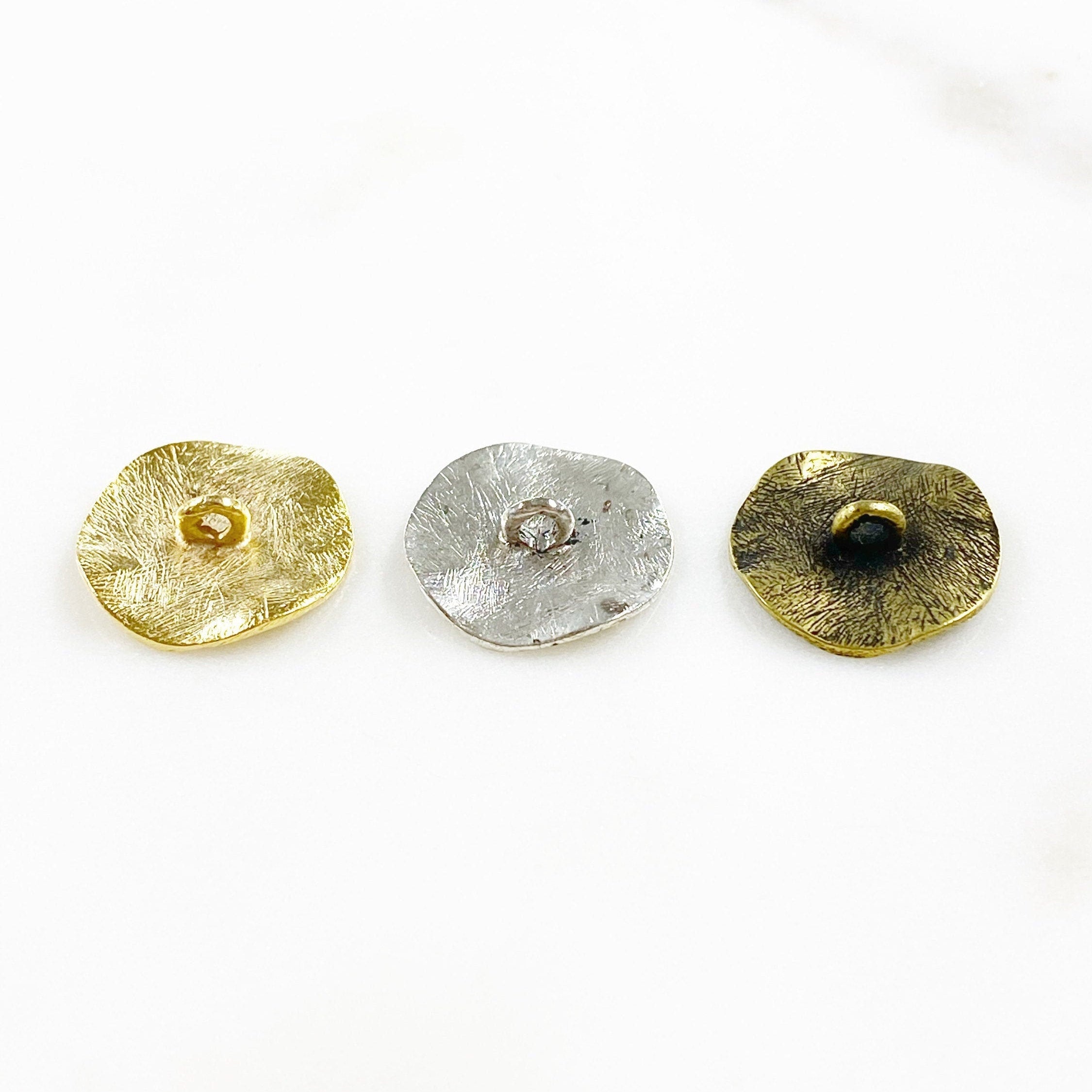 20mm Pewter Textured Button Round Curved Simple Button Matte Gold