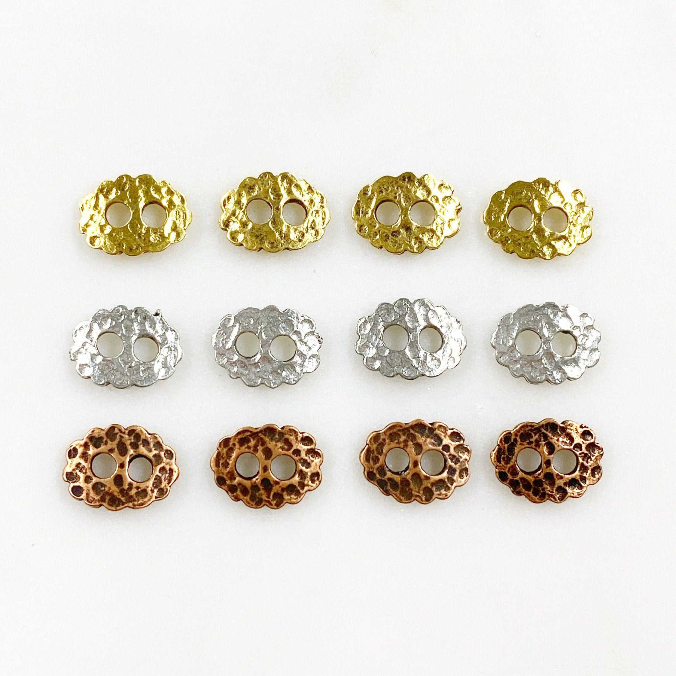 Pewter Hammered Detailed Bar Leather Connector Button Double (4pc)