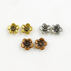 11mm Pewter Flower Button 1 Hole Floral Button Antique Gold Antique (2pc)